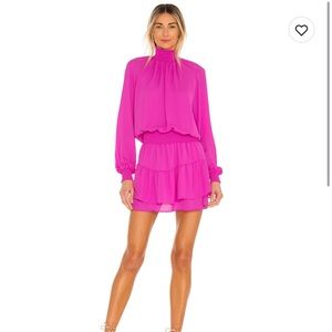 Krisa Turtleneck Ruffle Skirt Dress in Cocktail